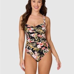 NipTuck Coast Of Wahiawa Joanne One Piece Swimsuit Tropical Floral Bird Print 10